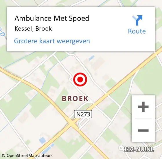 Locatie op kaart van de 112 melding: Ambulance Met Spoed Naar Kessel, Broek op 7 juni 2021 19:49