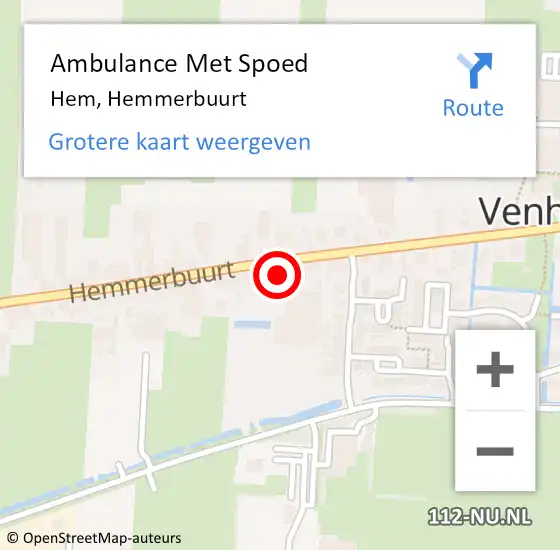 Locatie op kaart van de 112 melding: Ambulance Met Spoed Naar Hem, Hemmerbuurt op 7 juni 2021 20:50