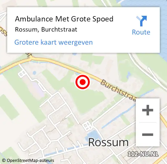 Locatie op kaart van de 112 melding: Ambulance Met Grote Spoed Naar Rossum, Burchtstraat op 7 juni 2021 20:52