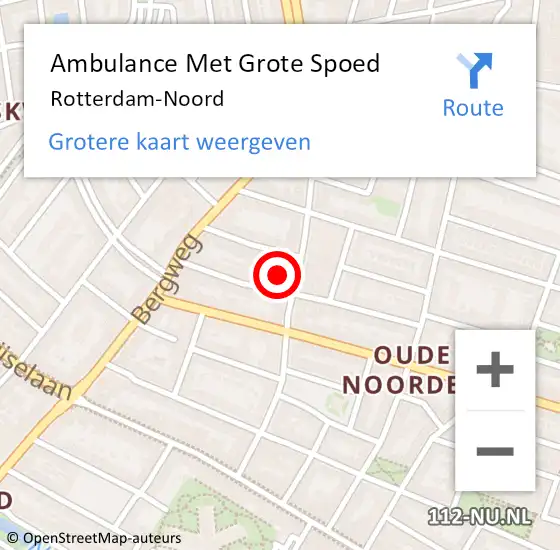 Locatie op kaart van de 112 melding: Ambulance Met Grote Spoed Naar Rotterdam-Noord op 7 juni 2021 21:18