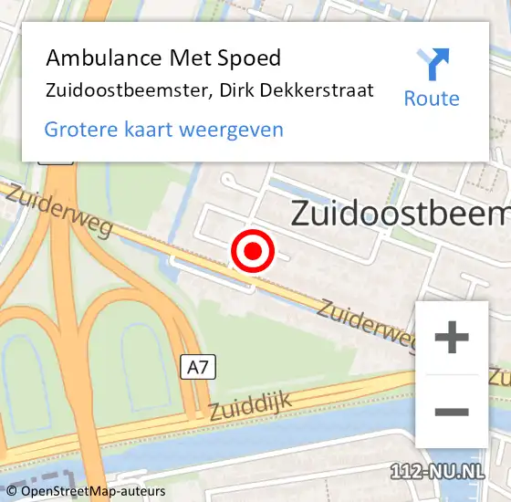 Locatie op kaart van de 112 melding: Ambulance Met Spoed Naar Zuidoostbeemster, Dirk Dekkerstraat op 7 juni 2021 21:37