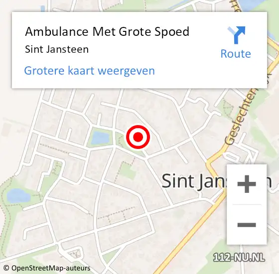 Locatie op kaart van de 112 melding: Ambulance Met Grote Spoed Naar Sint Jansteen op 7 juni 2021 21:41