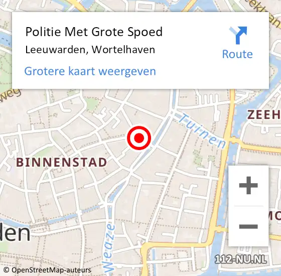 Locatie op kaart van de 112 melding: Politie Met Grote Spoed Naar Leeuwarden, Wortelhaven op 7 juni 2021 22:08