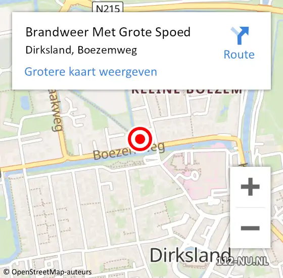 Locatie op kaart van de 112 melding: Brandweer Met Grote Spoed Naar Dirksland, Boezemweg op 7 juni 2021 22:15