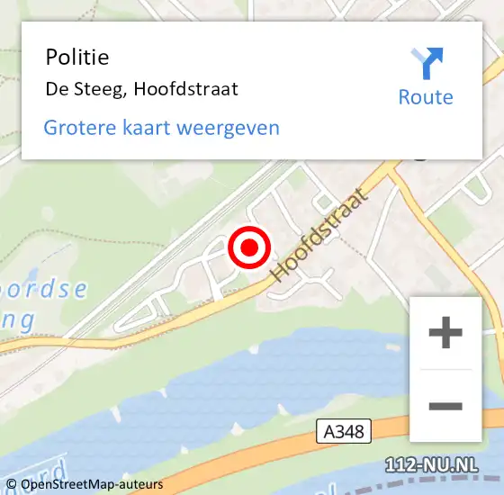 Locatie op kaart van de 112 melding: Politie De Steeg, Hoofdstraat op 7 juni 2021 22:48