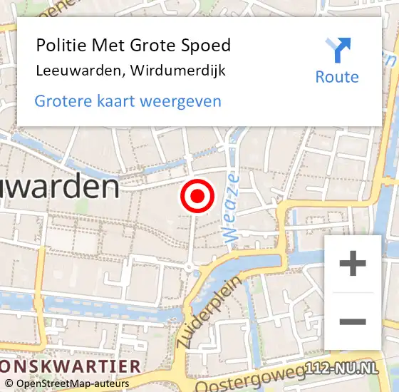 Locatie op kaart van de 112 melding: Politie Met Grote Spoed Naar Leeuwarden, Wirdumerdijk op 7 juni 2021 22:49