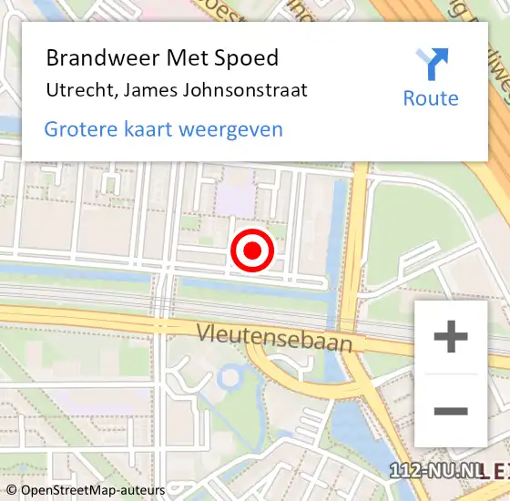 Locatie op kaart van de 112 melding: Brandweer Met Spoed Naar Utrecht, James Johnsonstraat op 7 juni 2021 23:05