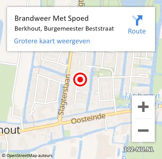 Locatie op kaart van de 112 melding: Brandweer Met Spoed Naar Berkhout, Burgemeester Beststraat op 7 juni 2021 23:07