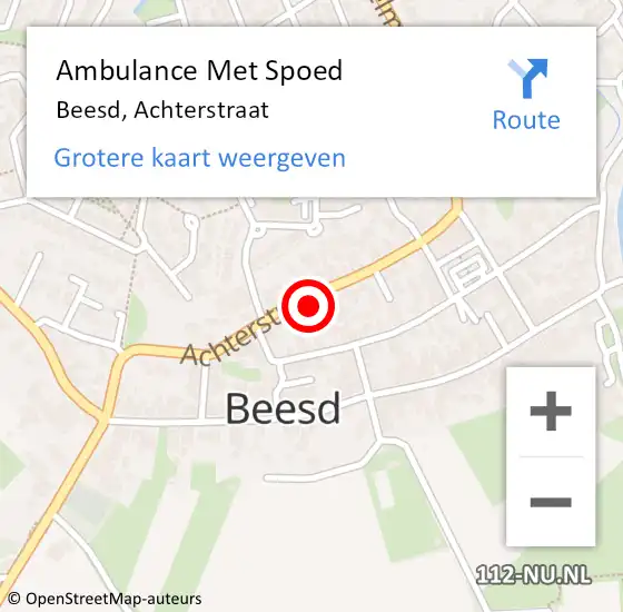 Locatie op kaart van de 112 melding: Ambulance Met Spoed Naar Beesd, Achterstraat op 8 juni 2021 00:03