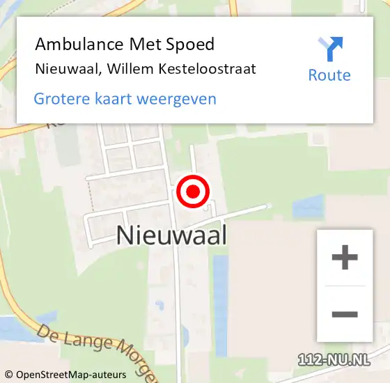 Locatie op kaart van de 112 melding: Ambulance Met Spoed Naar Nieuwaal, Willem Kesteloostraat op 8 juni 2021 00:14