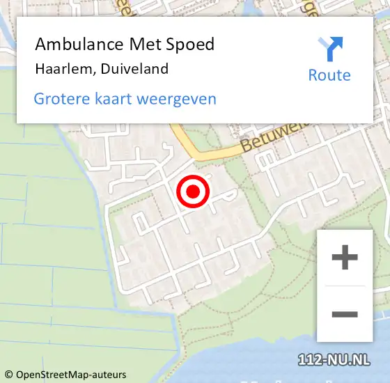 Locatie op kaart van de 112 melding: Ambulance Met Spoed Naar Haarlem, Duiveland op 8 juni 2021 00:48