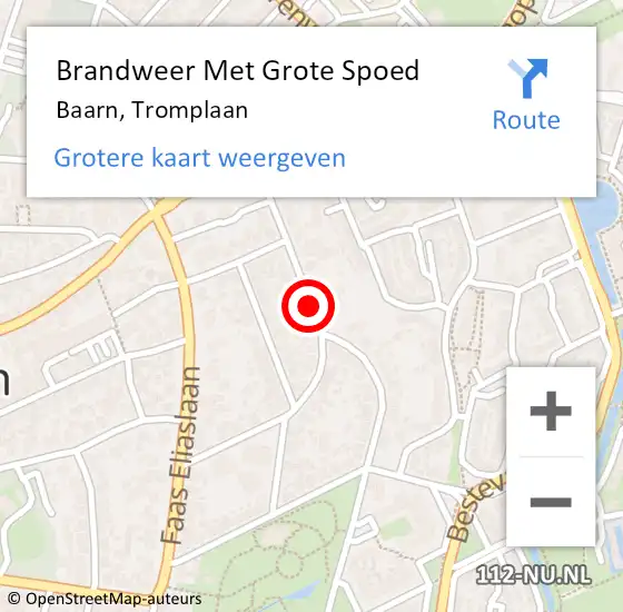 Locatie op kaart van de 112 melding: Brandweer Met Grote Spoed Naar Baarn, Tromplaan op 8 juni 2021 01:50