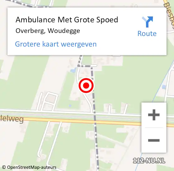 Locatie op kaart van de 112 melding: Ambulance Met Grote Spoed Naar Overberg, Woudegge op 8 juni 2021 01:52