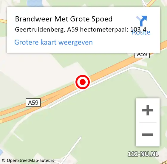 Locatie op kaart van de 112 melding: Brandweer Met Grote Spoed Naar Geertruidenberg, A59 hectometerpaal: 103,4 op 8 juni 2021 02:41