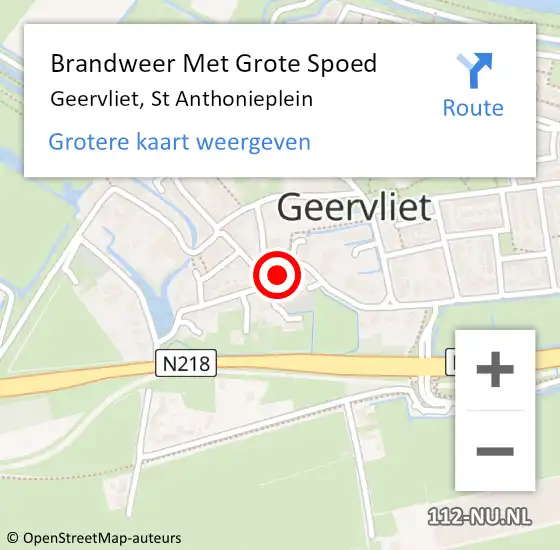 Locatie op kaart van de 112 melding: Brandweer Met Grote Spoed Naar Geervliet, St Anthonieplein op 8 juni 2021 02:57