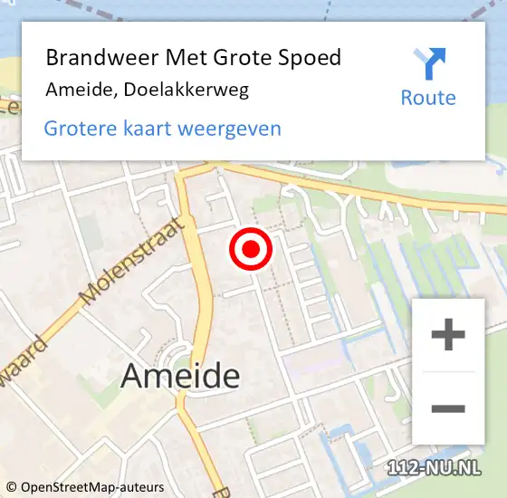 Locatie op kaart van de 112 melding: Brandweer Met Grote Spoed Naar Ameide, Doelakkerweg op 8 juni 2021 05:52