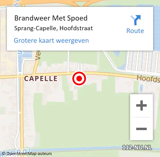 Locatie op kaart van de 112 melding: Brandweer Met Spoed Naar Sprang-Capelle, Hoofdstraat op 8 juni 2021 06:03