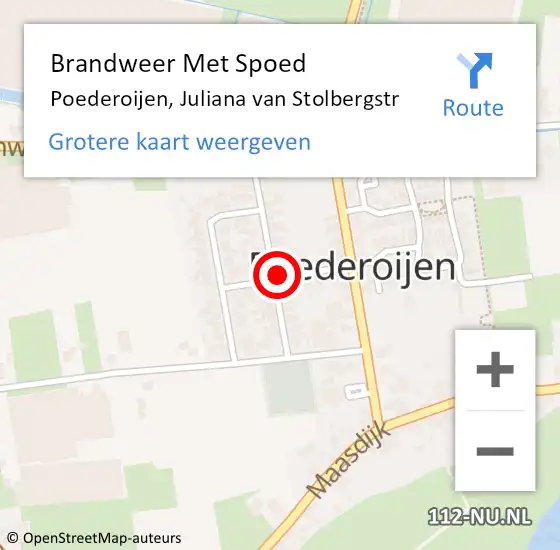 Locatie op kaart van de 112 melding: Brandweer Met Spoed Naar Poederoijen, Juliana van Stolbergstr op 8 juni 2021 06:36