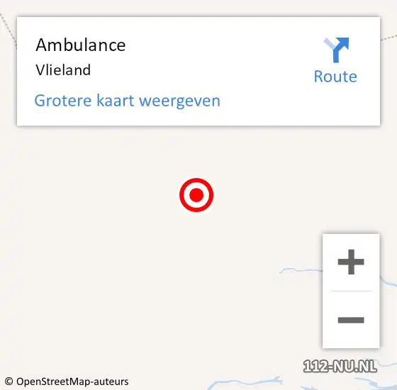 Locatie op kaart van de 112 melding: Ambulance Vlieland op 8 juni 2021 06:59