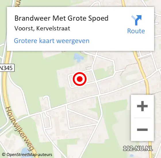 Locatie op kaart van de 112 melding: Brandweer Met Grote Spoed Naar Voorst, Kervelstraat op 8 juni 2021 07:08