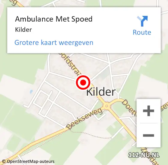 Locatie op kaart van de 112 melding: Ambulance Met Spoed Naar Kilder op 8 juni 2021 07:09