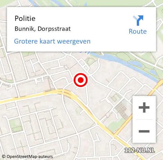 Locatie op kaart van de 112 melding: Politie Bunnik, Dorpsstraat op 8 juni 2021 07:14