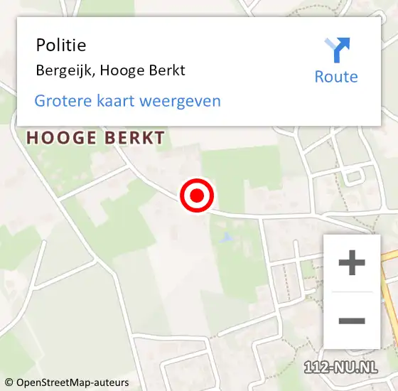 Locatie op kaart van de 112 melding: Politie Bergeijk, Hooge Berkt op 8 juni 2021 07:16