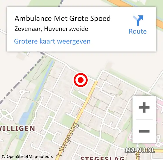 Locatie op kaart van de 112 melding: Ambulance Met Grote Spoed Naar Zevenaar, Huvenersweide op 8 juni 2021 07:19