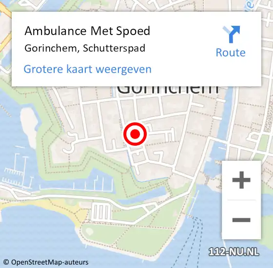 Locatie op kaart van de 112 melding: Ambulance Met Spoed Naar Gorinchem, Schutterspad op 8 juni 2021 07:54