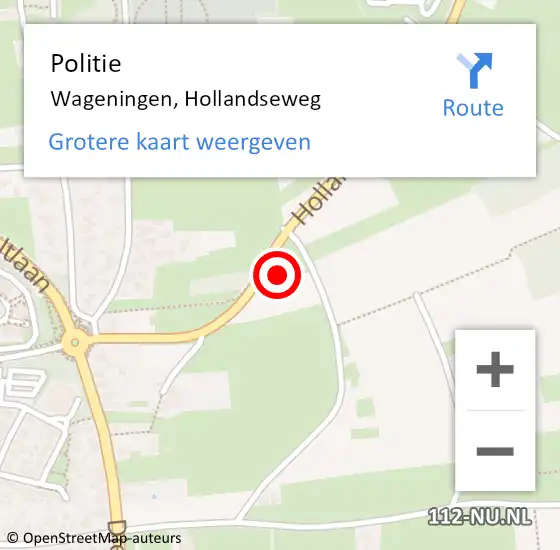 Locatie op kaart van de 112 melding: Politie Wageningen, Hollandseweg op 8 juni 2021 08:18