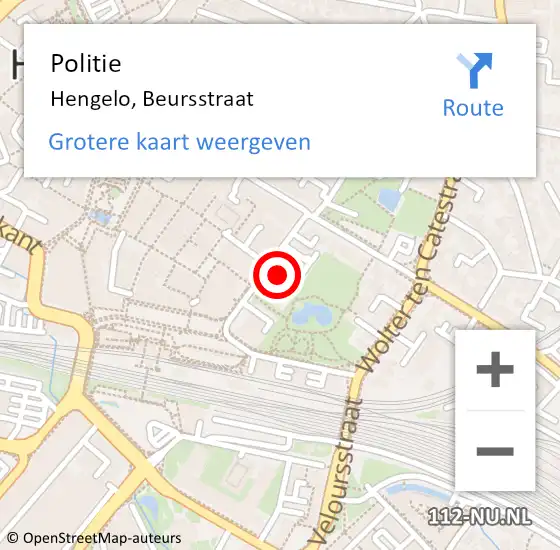 Locatie op kaart van de 112 melding: Politie Hengelo, Beursstraat op 8 juni 2021 08:25