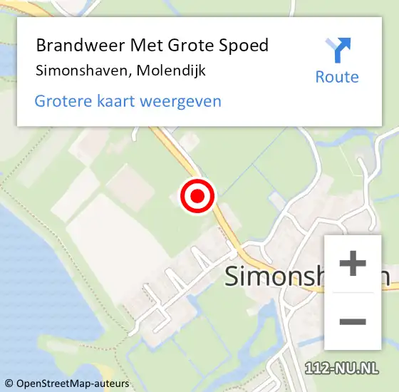 Locatie op kaart van de 112 melding: Brandweer Met Grote Spoed Naar Simonshaven, Molendijk op 8 juni 2021 08:36