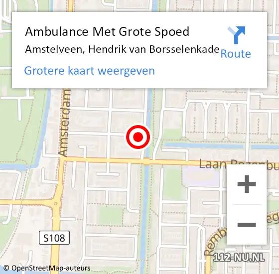 Locatie op kaart van de 112 melding: Ambulance Met Grote Spoed Naar Amstelveen, Hendrik van Borsselenkade op 8 juni 2021 08:42