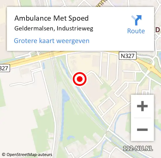 Locatie op kaart van de 112 melding: Ambulance Met Spoed Naar Geldermalsen, Industrieweg op 8 juni 2021 08:53