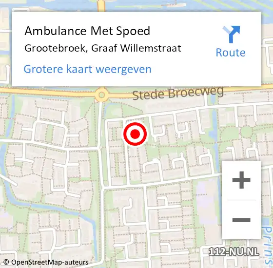 Locatie op kaart van de 112 melding: Ambulance Met Spoed Naar Grootebroek, Graaf Willemstraat op 8 juni 2021 08:56