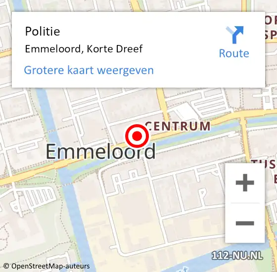 Locatie op kaart van de 112 melding: Politie Emmeloord, Korte Dreef op 8 juni 2021 08:57