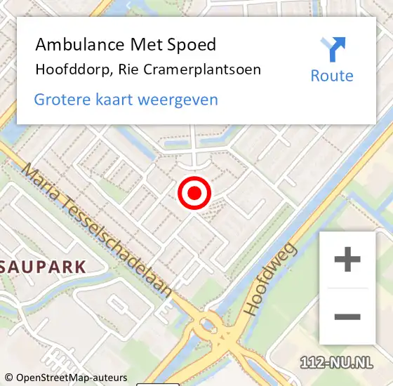 Locatie op kaart van de 112 melding: Ambulance Met Spoed Naar Hoofddorp, Rie Cramerplantsoen op 8 juni 2021 09:08