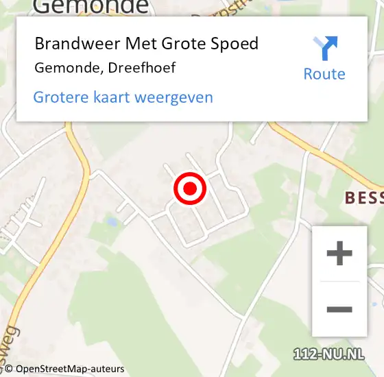 Locatie op kaart van de 112 melding: Brandweer Met Grote Spoed Naar Gemonde, Dreefhoef op 8 juni 2021 09:29