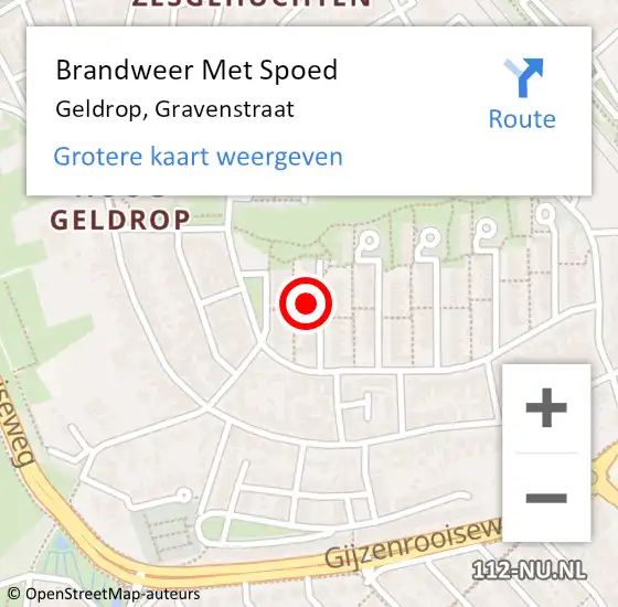 Locatie op kaart van de 112 melding: Brandweer Met Spoed Naar Geldrop, Gravenstraat op 8 juni 2021 09:44