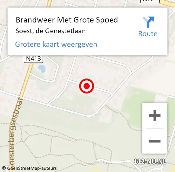 Locatie op kaart van de 112 melding: Brandweer Met Grote Spoed Naar Soest, de Genestetlaan op 8 juni 2021 09:53