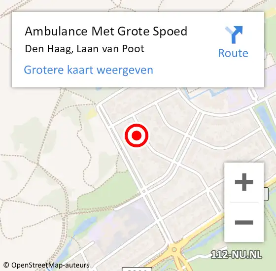 Locatie op kaart van de 112 melding: Ambulance Met Grote Spoed Naar Den Haag, Laan van Poot op 8 juni 2021 10:18