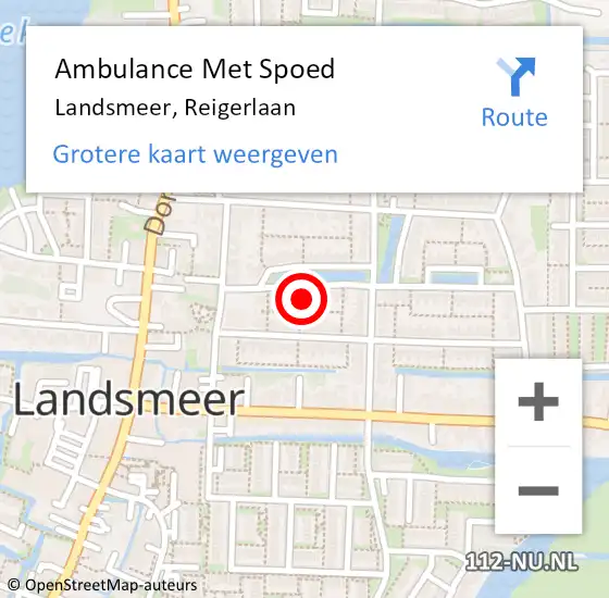 Locatie op kaart van de 112 melding: Ambulance Met Spoed Naar Landsmeer, Reigerlaan op 8 juni 2021 10:22