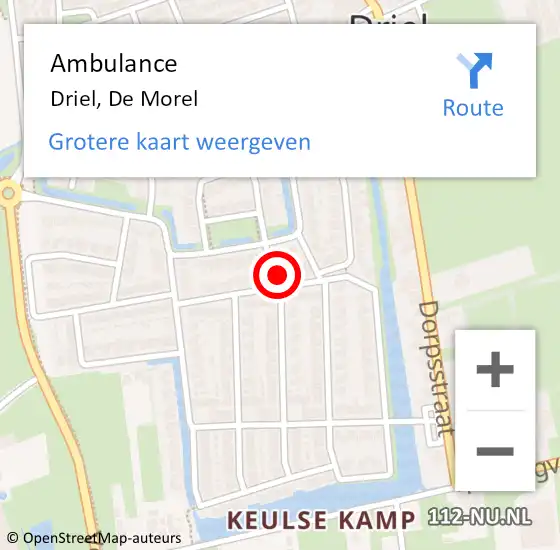 Locatie op kaart van de 112 melding: Ambulance Driel, De Morel op 12 juni 2014 17:06