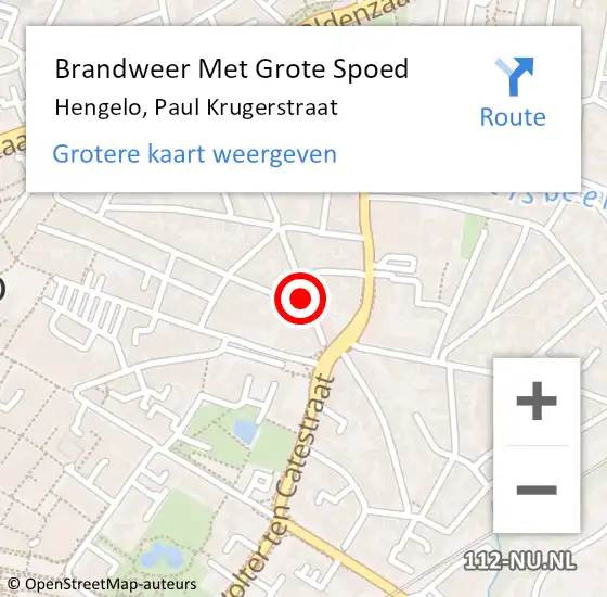 Locatie op kaart van de 112 melding: Brandweer Met Grote Spoed Naar Hengelo, Paul Krugerstraat op 8 juni 2021 10:23