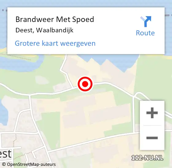 Locatie op kaart van de 112 melding: Brandweer Met Spoed Naar Deest, Waalbandijk op 8 juni 2021 10:25