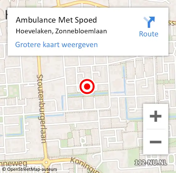 Locatie op kaart van de 112 melding: Ambulance Met Spoed Naar Hoevelaken, Zonnebloemlaan op 8 juni 2021 10:37