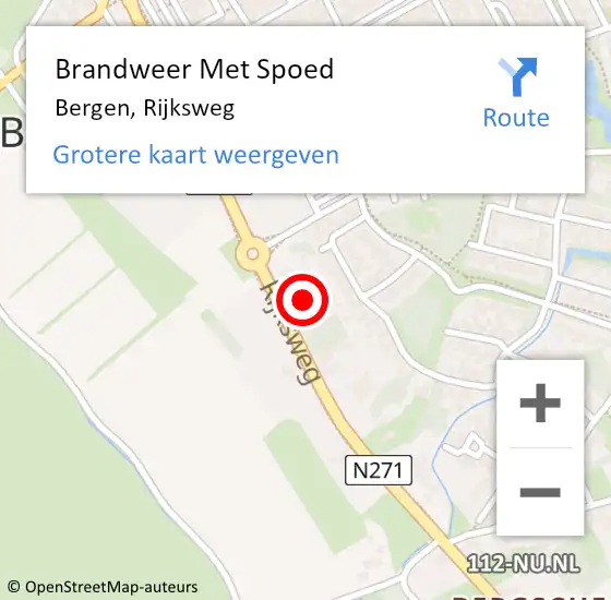 Locatie op kaart van de 112 melding: Brandweer Met Spoed Naar Bergen, Rijksweg op 8 juni 2021 10:41