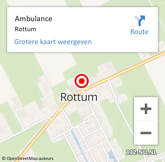 Locatie op kaart van de 112 melding: Ambulance Rottum op 8 juni 2021 10:45