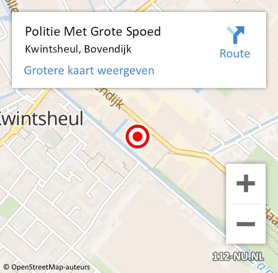 Locatie op kaart van de 112 melding: Politie Met Grote Spoed Naar Kwintsheul, Bovendijk op 8 juni 2021 10:47