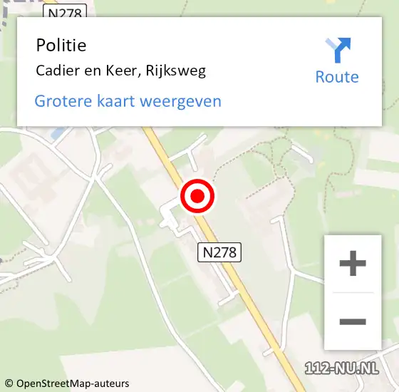 Locatie op kaart van de 112 melding: Politie Cadier en Keer, Rijksweg op 8 juni 2021 10:50